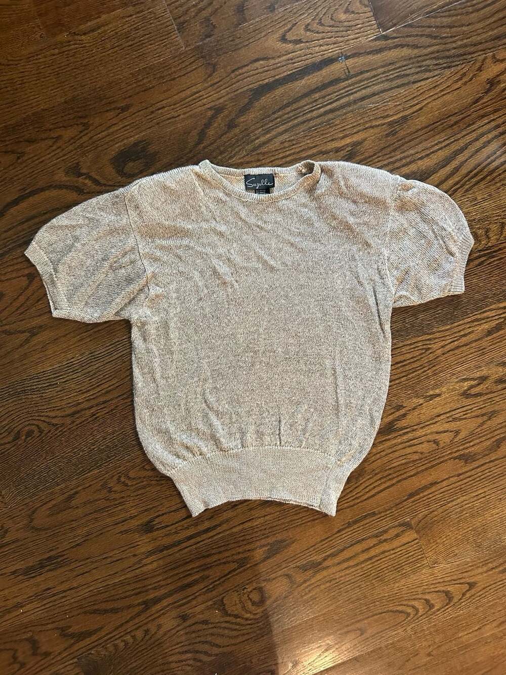 Vintage Suzelle Short Sleeve Sweater Size M Metallic Knit Top
